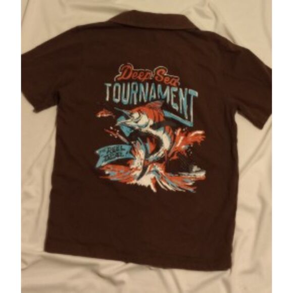 OshKosh B'gosh Boys Size 6 Brown Fishing Polo - Picture 1 of 5